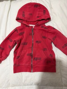Red Kids' Hoodie with Fire Truck Print